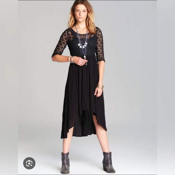 🌷Free People Lonesome Dove Dress In Black - Picture 2 of 10